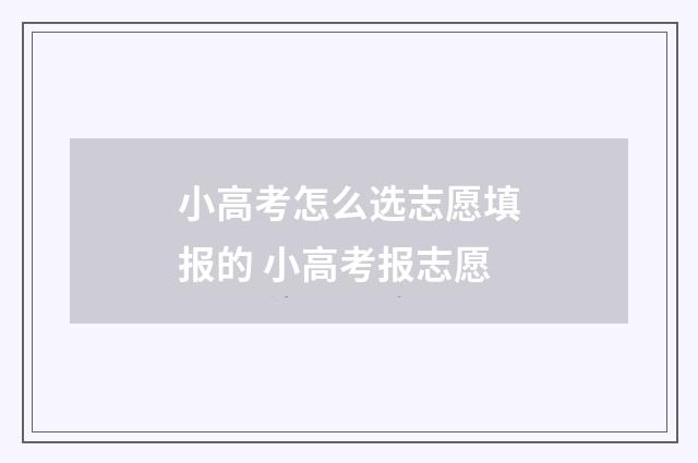小高考怎么选志愿填报的 小高考报志愿