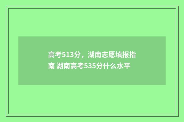 高考513分，湖南志愿填报指南 湖南高考535分什么水平