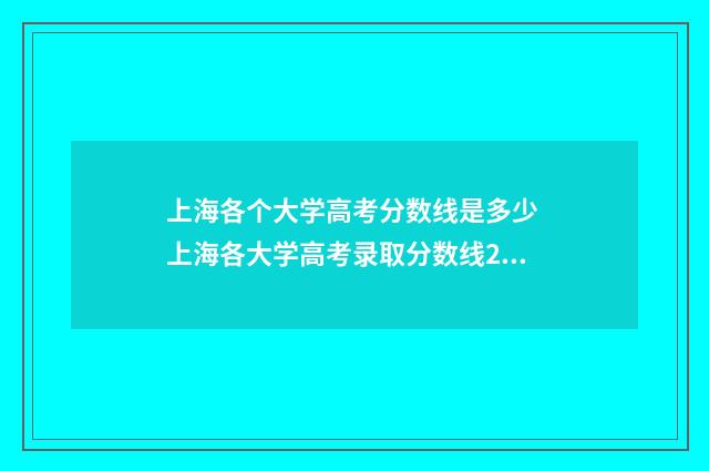 上海各个大学高考分数线是多少 上海各大学高考录取分数线2024