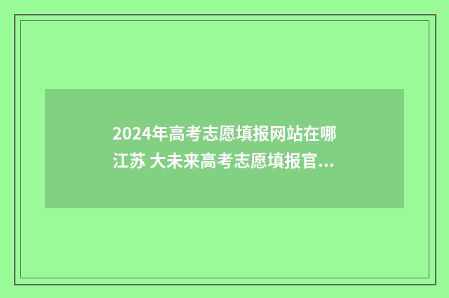 2024年高考志愿填报网站在哪江苏 大未来高考志愿填报官网