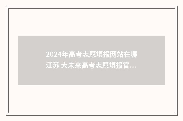 2024年高考志愿填报网站在哪江苏 大未来高考志愿填报官网