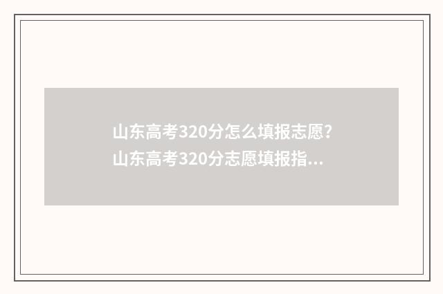 山东高考320分怎么填报志愿?山东高考320分志愿填报指南 山东高考390分