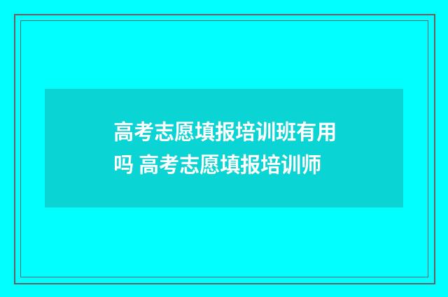 高考志愿填报培训班有用吗 高考志愿填报培训师