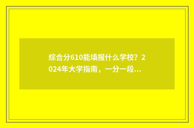 综合分610能填报什么学校？2024年大学指南，一分一段表 综合分多少