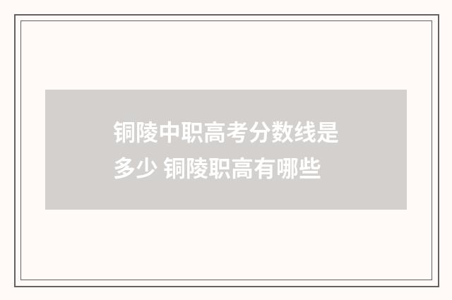 铜陵中职高考分数线是多少 铜陵职高有哪些
