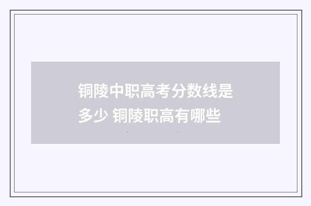 铜陵中职高考分数线是多少 铜陵职高有哪些