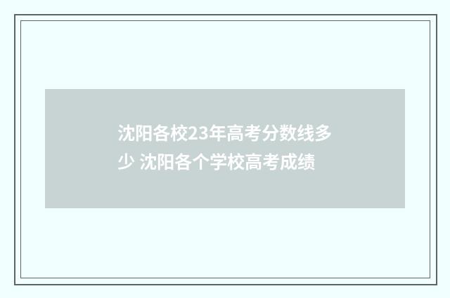 沈阳各校23年高考分数线多少 沈阳各个学校高考成绩