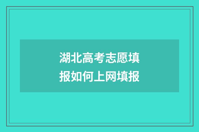 湖北高考志愿填报如何上网填报