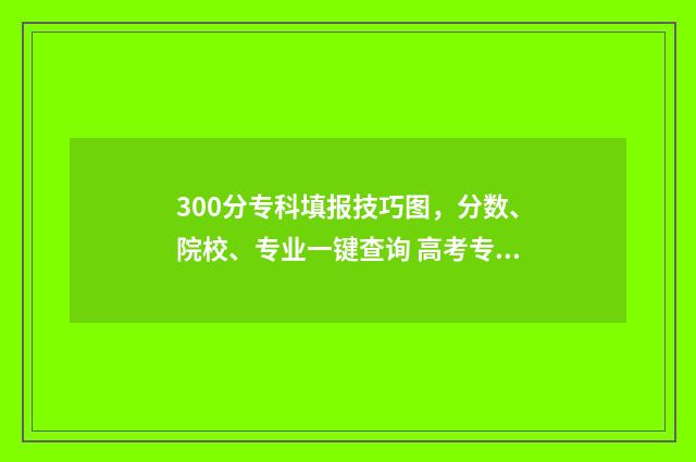 300分专科填报技巧图，分数、院校、专业一键查询 高考专科300分左右的能读哪些公办学校?