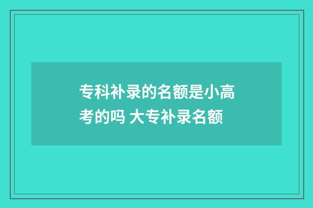 专科补录的名额是小高考的吗 大专补录名额