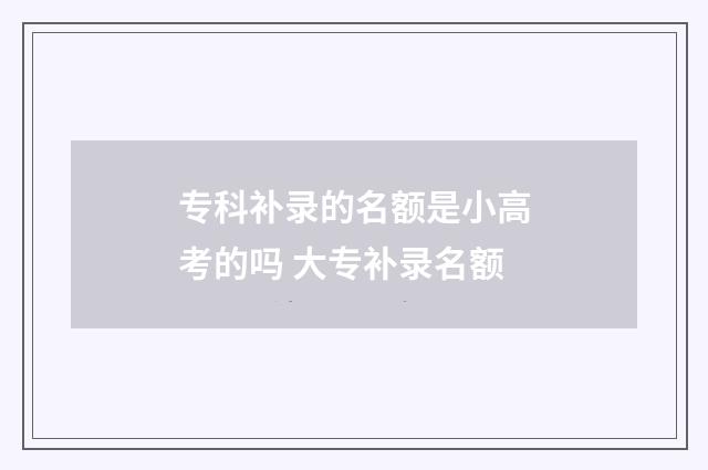 专科补录的名额是小高考的吗 大专补录名额