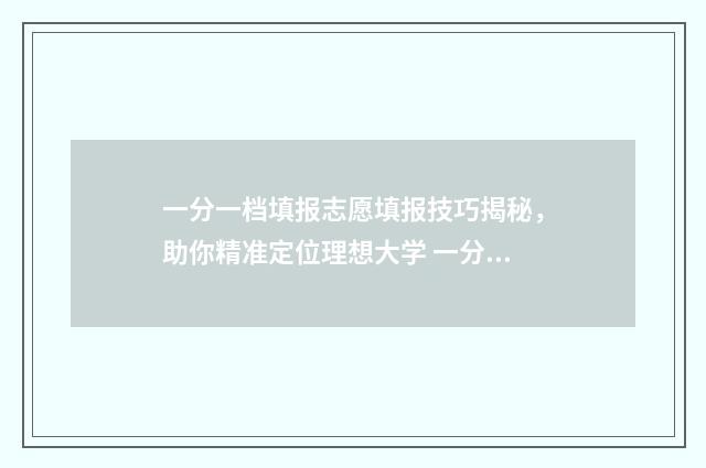 一分一档填报志愿填报技巧揭秘，助你精准定位理想大学 一分一档表高考