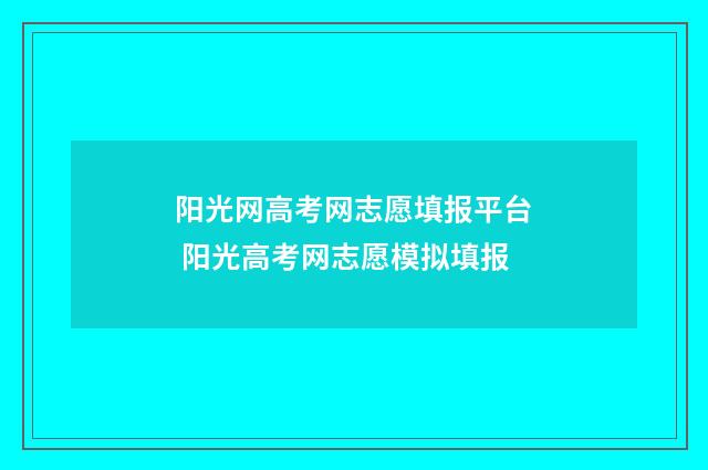 阳光网高考网志愿填报平台 阳光高考网志愿模拟填报