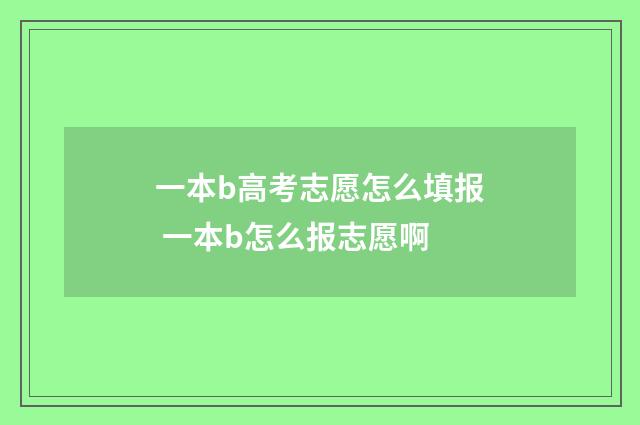 一本b高考志愿怎么填报 一本b怎么报志愿啊