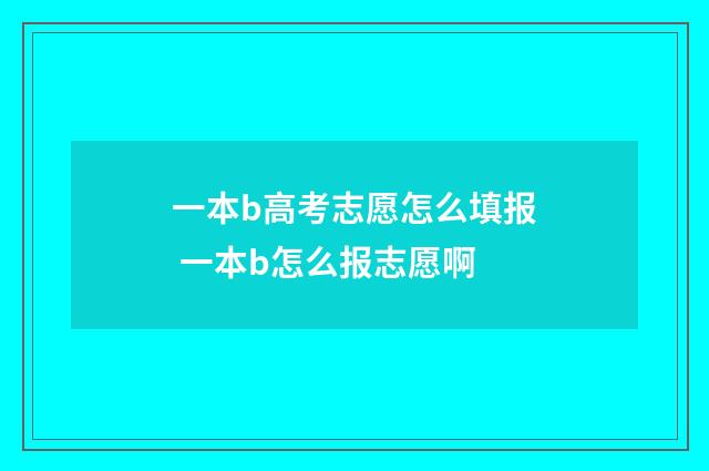 一本b高考志愿怎么填报 一本b怎么报志愿啊