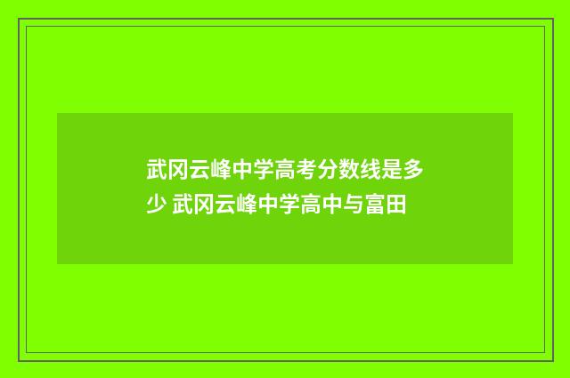 武冈云峰中学高考分数线是多少 武冈云峰中学高中与富田
