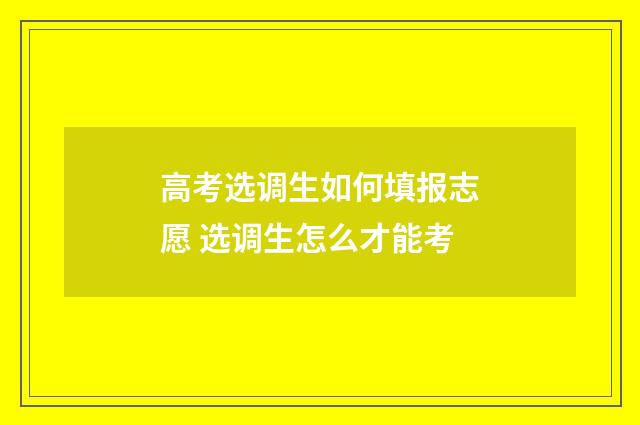 高考选调生如何填报志愿 选调生怎么才能考