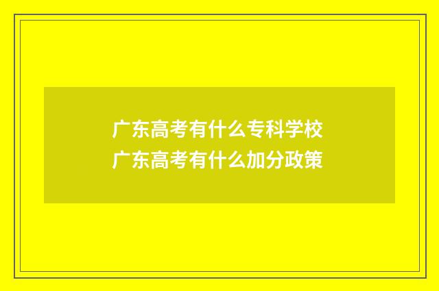 广东高考有什么专科学校 广东高考有什么加分政策