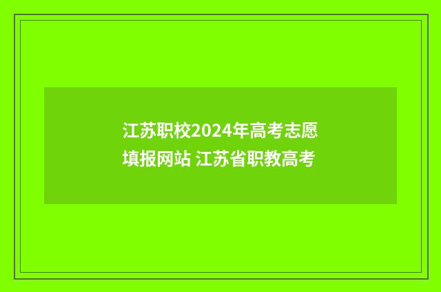 江苏职校2024年高考志愿填报网站 江苏省职教高考