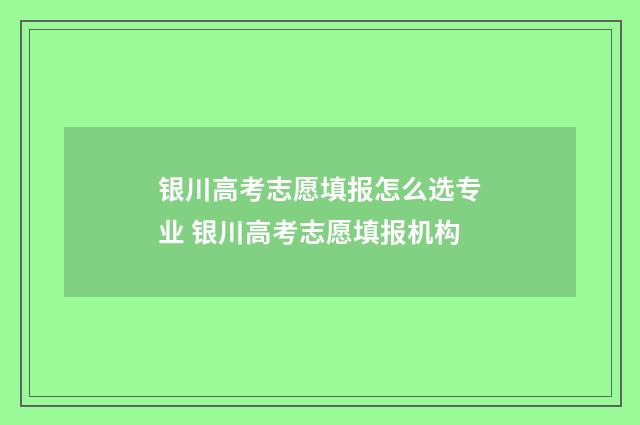 银川高考志愿填报怎么选专业 银川高考志愿填报机构