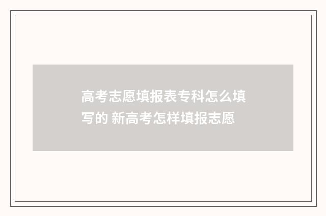 高考志愿填报表专科怎么填写的 新高考怎样填报志愿