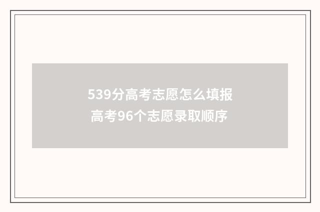 539分高考志愿怎么填报 高考96个志愿录取顺序