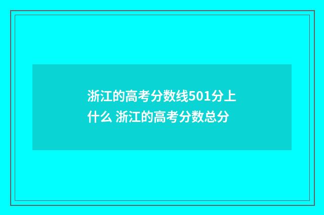 浙江的高考分数线501分上什么 浙江的高考分数总分