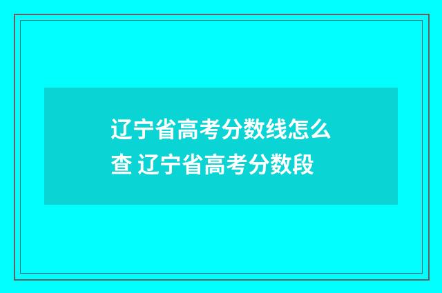 辽宁省高考分数线怎么查 辽宁省高考分数段