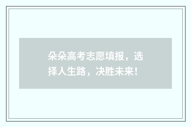 朵朵高考志愿填报，选择人生路，决胜未来！