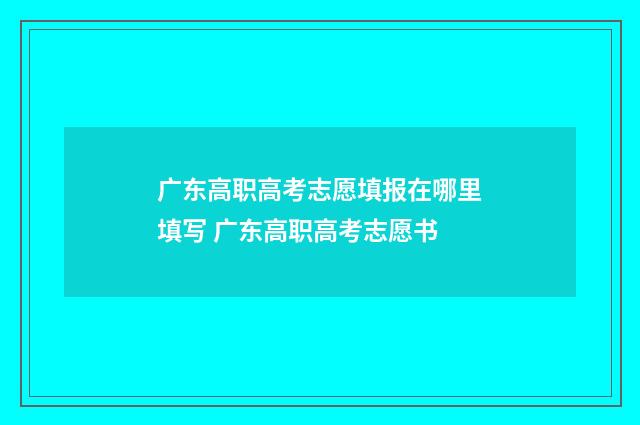广东高职高考志愿填报在哪里填写 广东高职高考志愿书