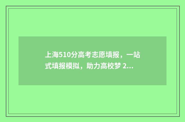 上海510分高考志愿填报，一站式填报模拟，助力高校梦 2021上海高考510分