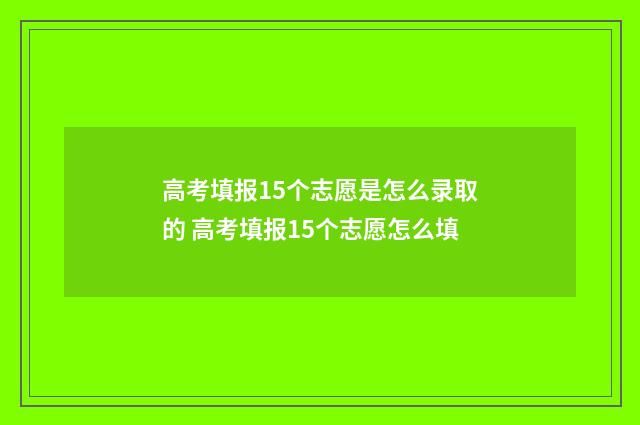 高考填报15个志愿是怎么录取的 高考填报15个志愿怎么填