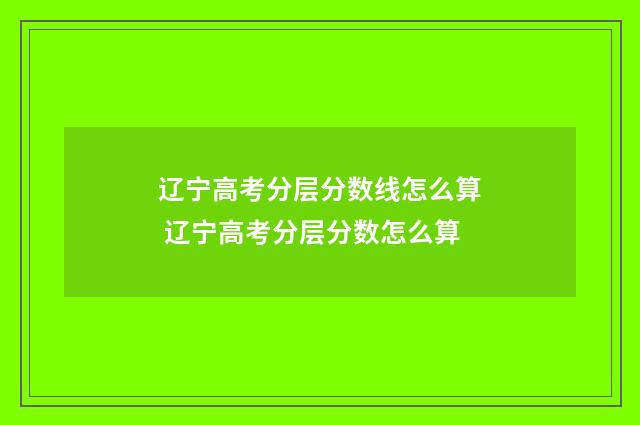 辽宁高考分层分数线怎么算 辽宁高考分层分数怎么算
