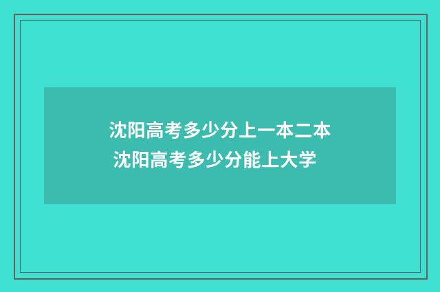 沈阳高考多少分上一本二本 沈阳高考多少分能上大学