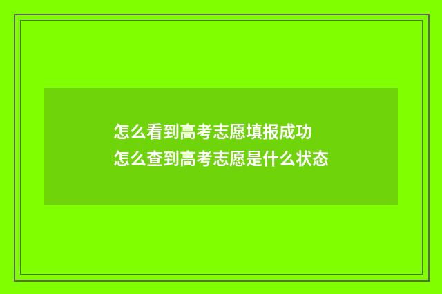 怎么看到高考志愿填报成功 怎么查到高考志愿是什么状态