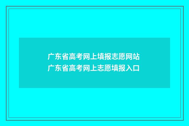 广东省高考网上填报志愿网站 广东省高考网上志愿填报入口