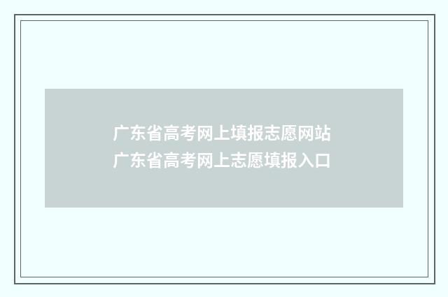 广东省高考网上填报志愿网站 广东省高考网上志愿填报入口