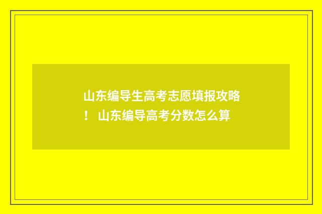 山东编导生高考志愿填报攻略! 山东编导高考分数怎么算