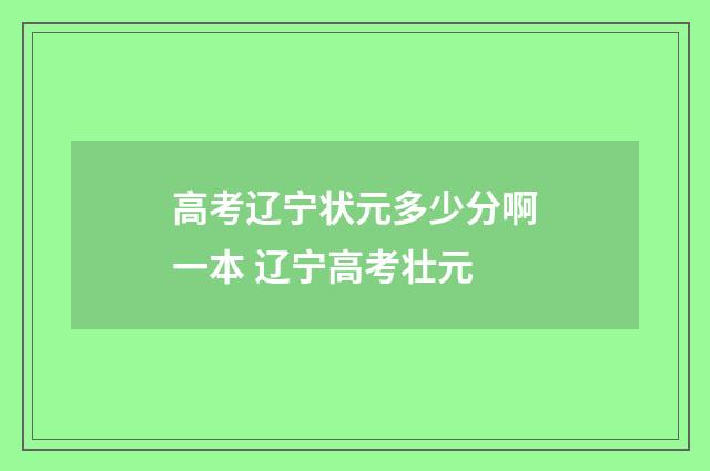 高考辽宁状元多少分啊一本 辽宁高考壮元