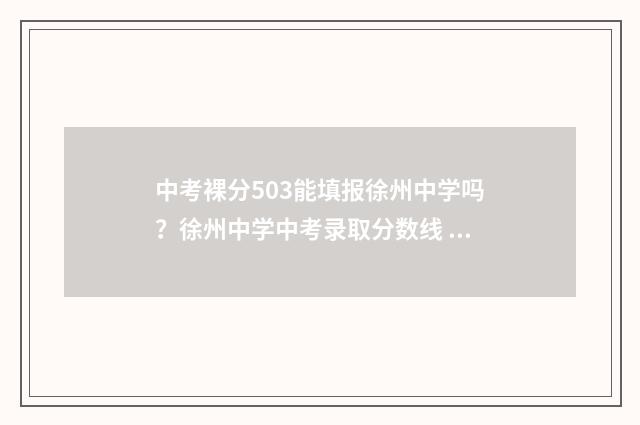 中考裸分503能填报徐州中学吗？徐州中学中考录取分数线 中考裸分503能填什么专业