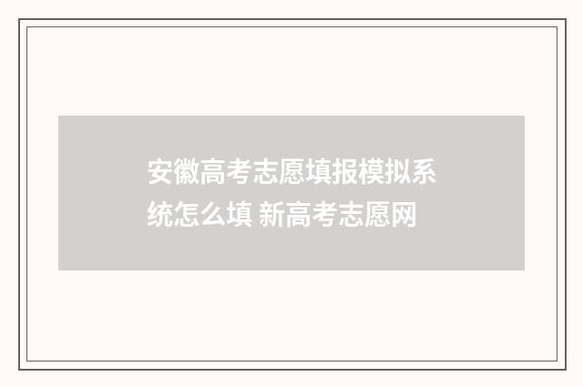 安徽高考志愿填报模拟系统怎么填 新高考志愿网