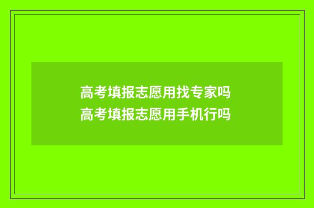 高考填报志愿用找专家吗 高考填报志愿用手机行吗