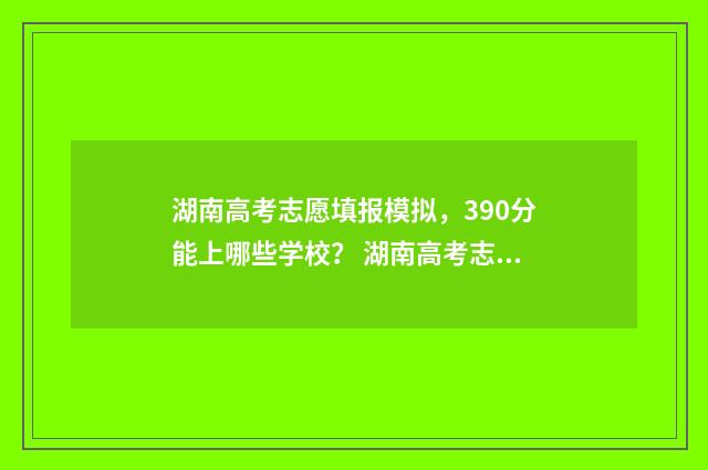 湖南高考志愿填报模拟，390分能上哪些学校？ 湖南高考志愿填报表