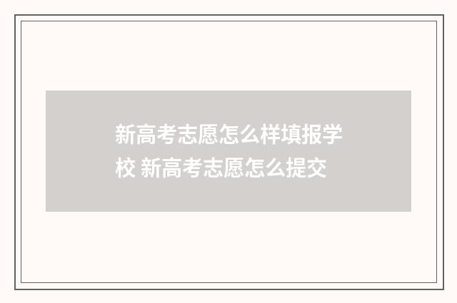新高考志愿怎么样填报学校 新高考志愿怎么提交