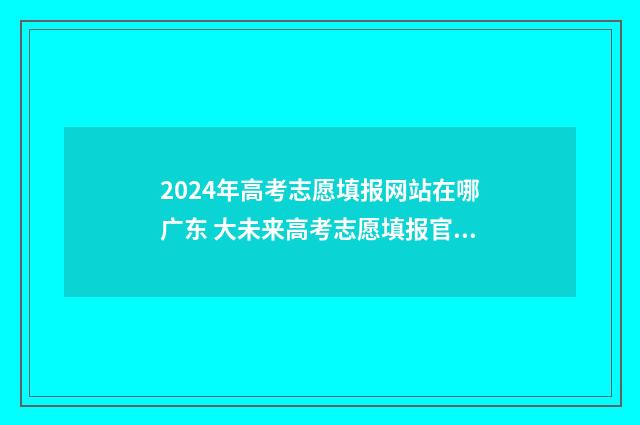 2024年高考志愿填报网站在哪广东 大未来高考志愿填报官网