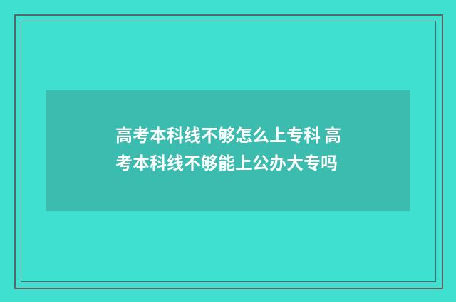 高考本科线不够怎么上专科 高考本科线不够能上公办大专吗