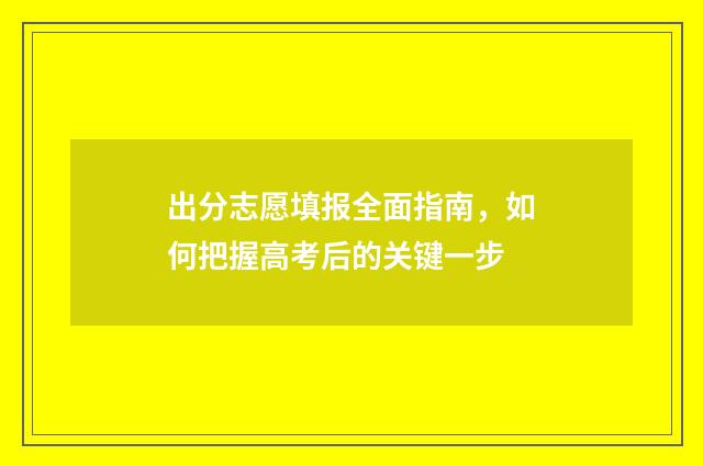 出分志愿填报全面指南，如何把握高考后的关键一步