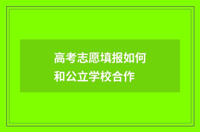 高考志愿填报如何和公立学校合作