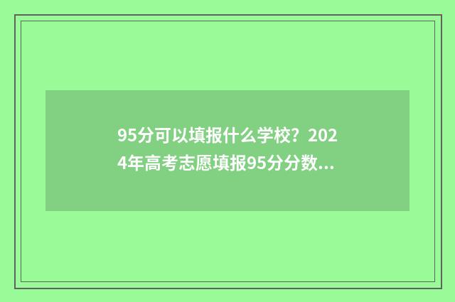 95分可以填报什么学校？2024年高考志愿填报95分分数段报考院校表 95分以上的成绩