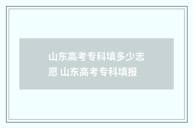山东高考专科填多少志愿 山东高考专科填报